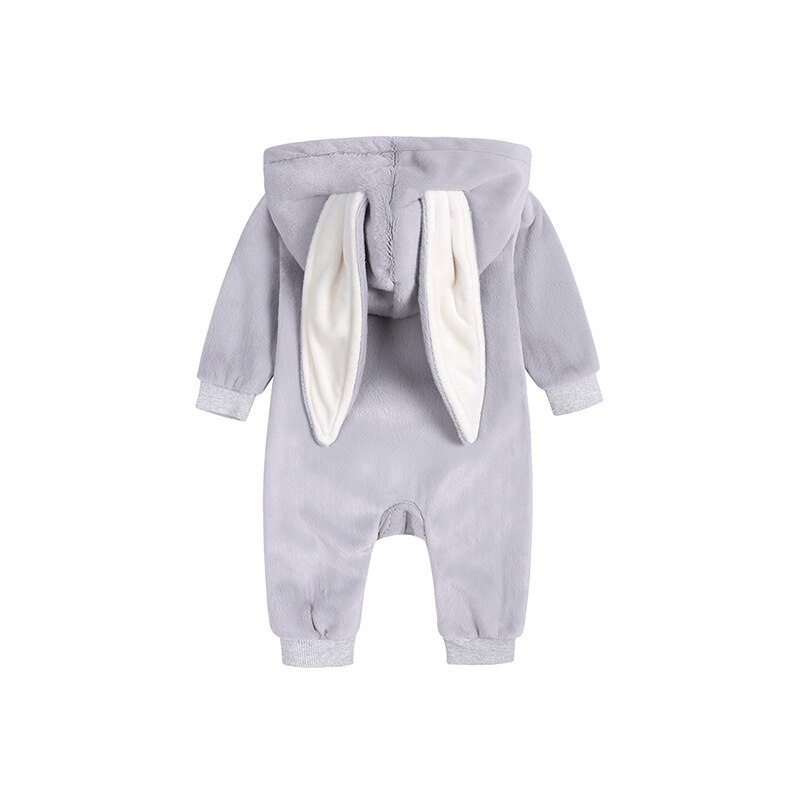 Newborn Baby Easter Bunny Romper - Soft Cotton Ribbed Jumpsuit With 3D Rabbit Patch