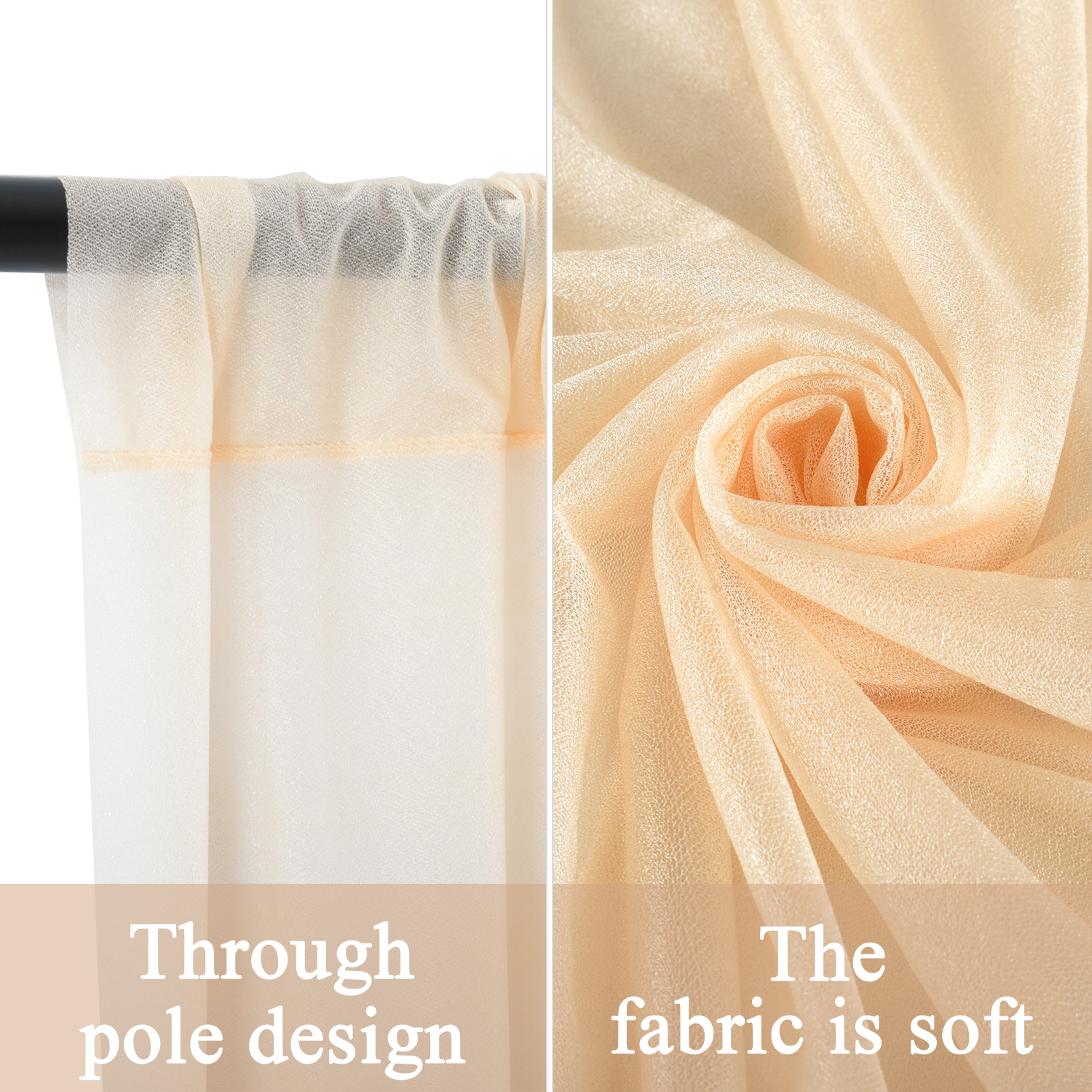 6 Panels Chiffon Ceiling Drapes Long Vaulted Draping Fabric DIY Wedding Drapes Curtains (5ftx10ft/5ftx20ft ). 