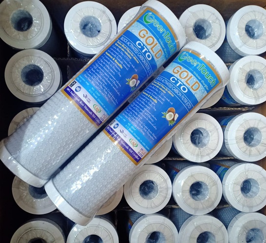 Green Touch Gold, Water Purifier Filter PP + UDF + CTO Carbon Block Cartridge 10" 3 Piece Set. 
