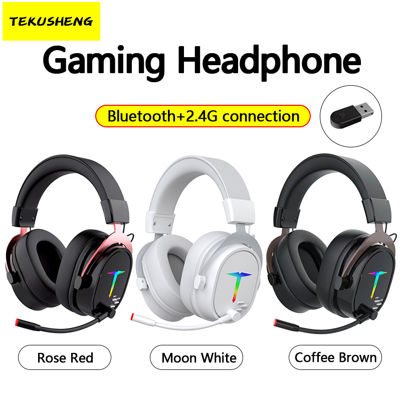 d IOSmsamg one Su mobile phone iPh sequence 2.4G.3 driver range wireless headset with microphone TEKUSHENG G1000 gaming style Bluetooth 5/wireless/wired Androi