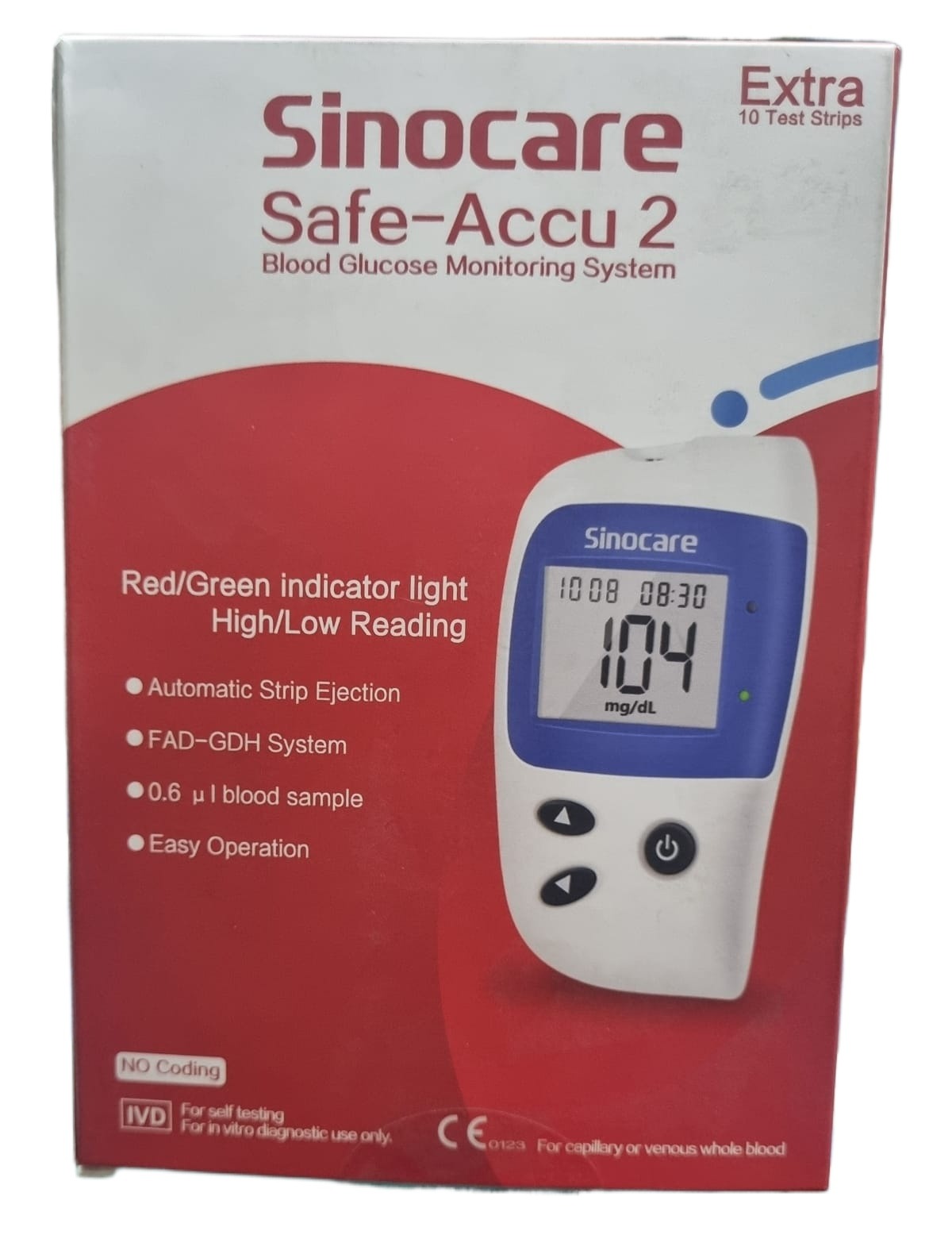 Sinocare Blood Sugar Monitor Safe Accu 2 with Advanced Technology, 200 Memory to Know Value Changes