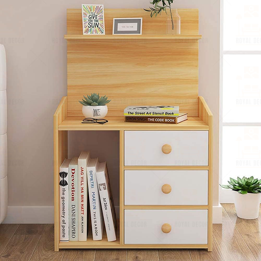 Royal Decor M32 End Table Side Table Bed Side Table With Storage Shelf Night Table Frame For Living Room Study Bedroom- Beech White Finish. 