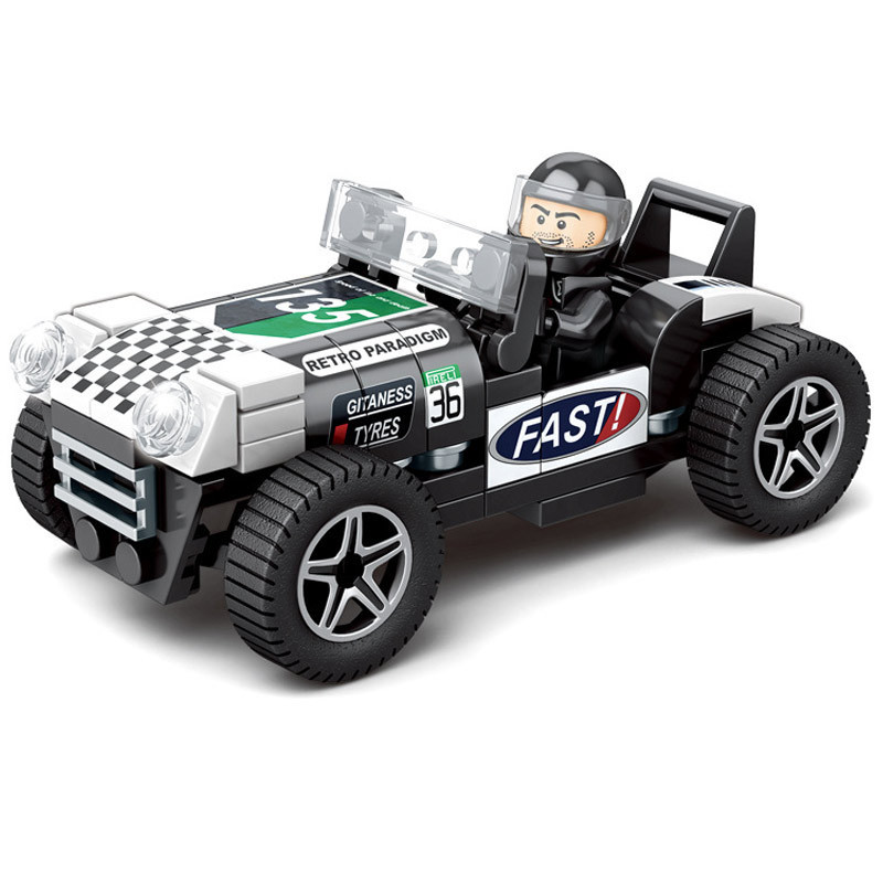 Racing Car Model Compatible with Lego Assembled Building Blocks Children Boys' Educational Toys 4 Combination 1 Small Particles. 