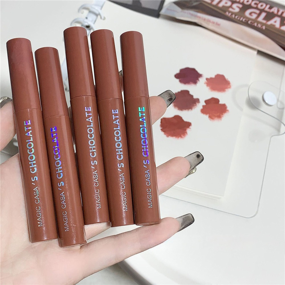 MAGIC CASA 5 Pcs Set Chocolate Matte Lip Glaze Set, Rich In Color, Long Lasting Waterproof Not Easy To Decolorize Lipstick. 