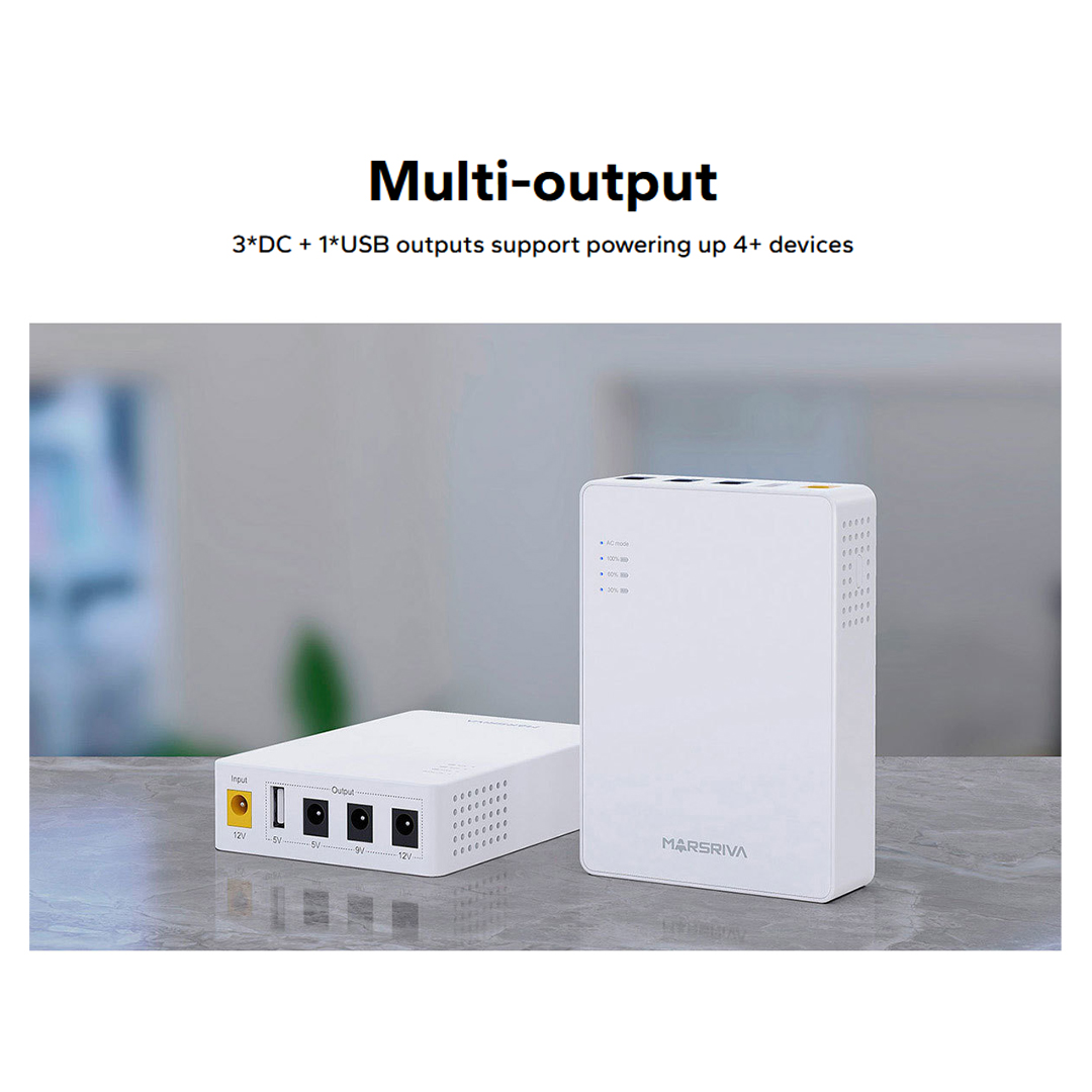 MARSRIVA KP3 EC 8400mAh Smart Mini Router DC UPS 18Watt max output with 3 DC output and 1 USB Output (Adapter not Included). 