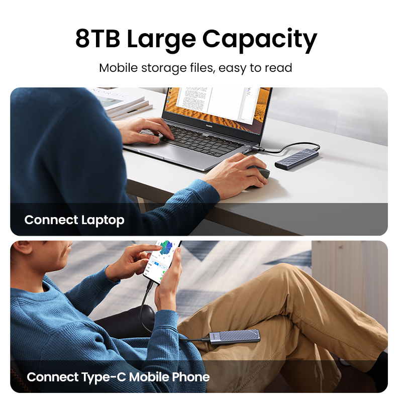 UGREEN M.2 NVMe SATA SSD Enclosure Adapter, Dual Protocol 10Gbps USB 3.2 Gen2, USB C External Enclosure Supports M and B&M Keys and Size 2230 /2242 /2260 /2280 SSDs. 
