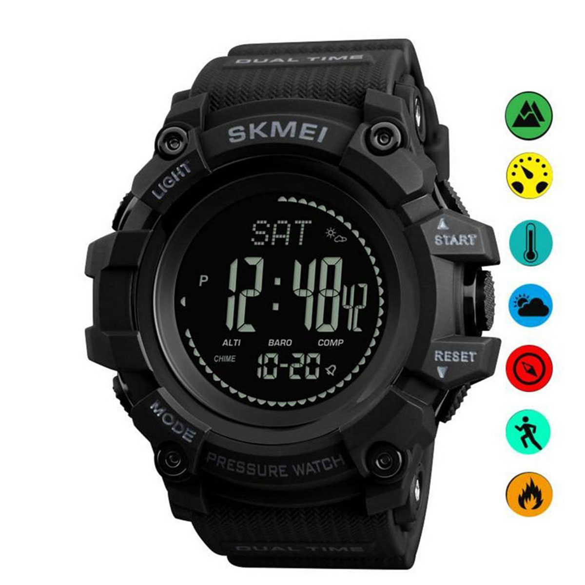 SKMEI Sports Outdoor Pedometer Calories Altimeter Compass Thermometer Waterproof Digital Watch For Men 1358 Daraz .bd