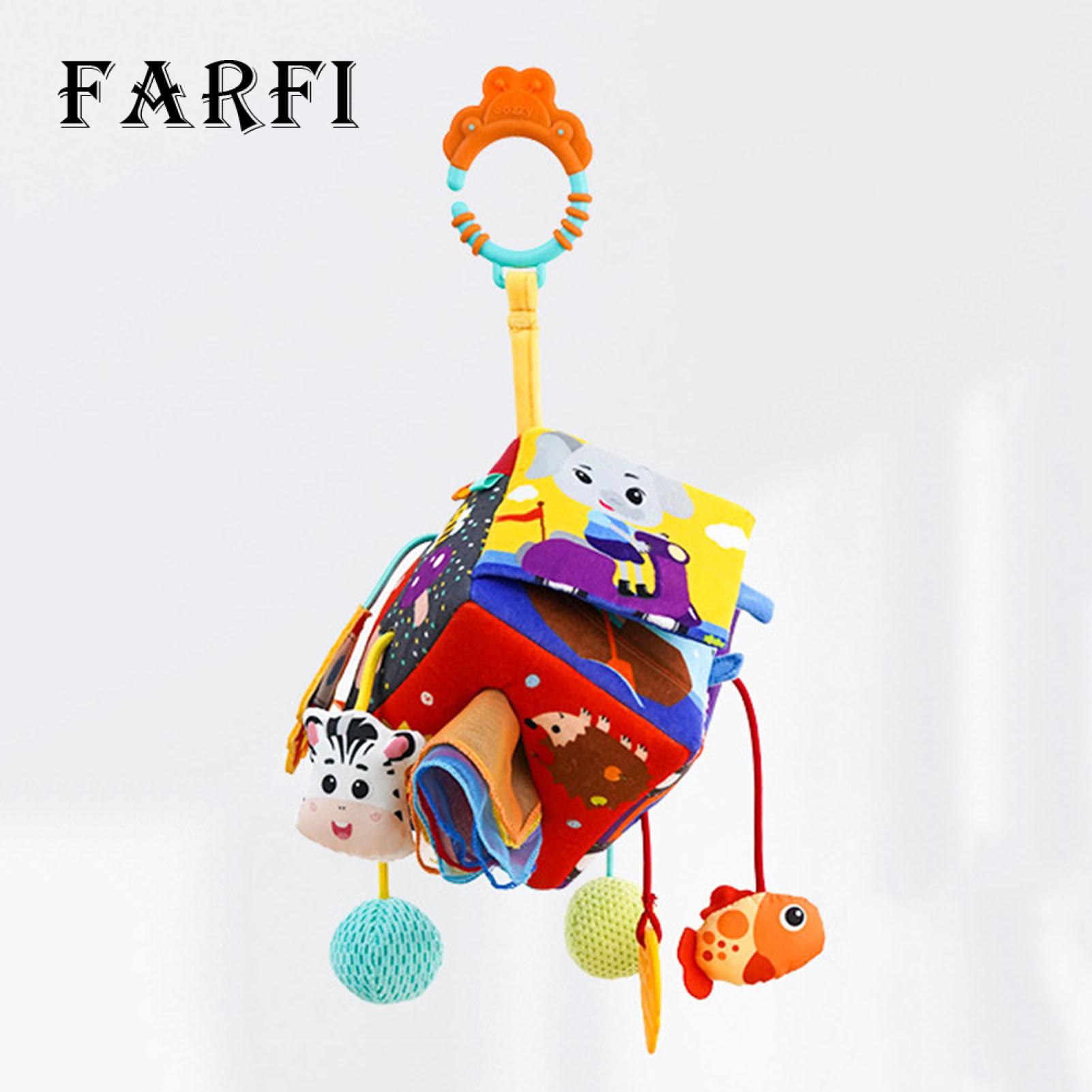 Pulling Fun Baby Toy 7-in-1 Baby Sensory Toys Newborn Tissue Box Toy Infant Pull String Travel Toys Toddler Stroller Crib Hanging Toy Babies Educational Toys for 6-12 Months Boys Girls Baby Shower. 