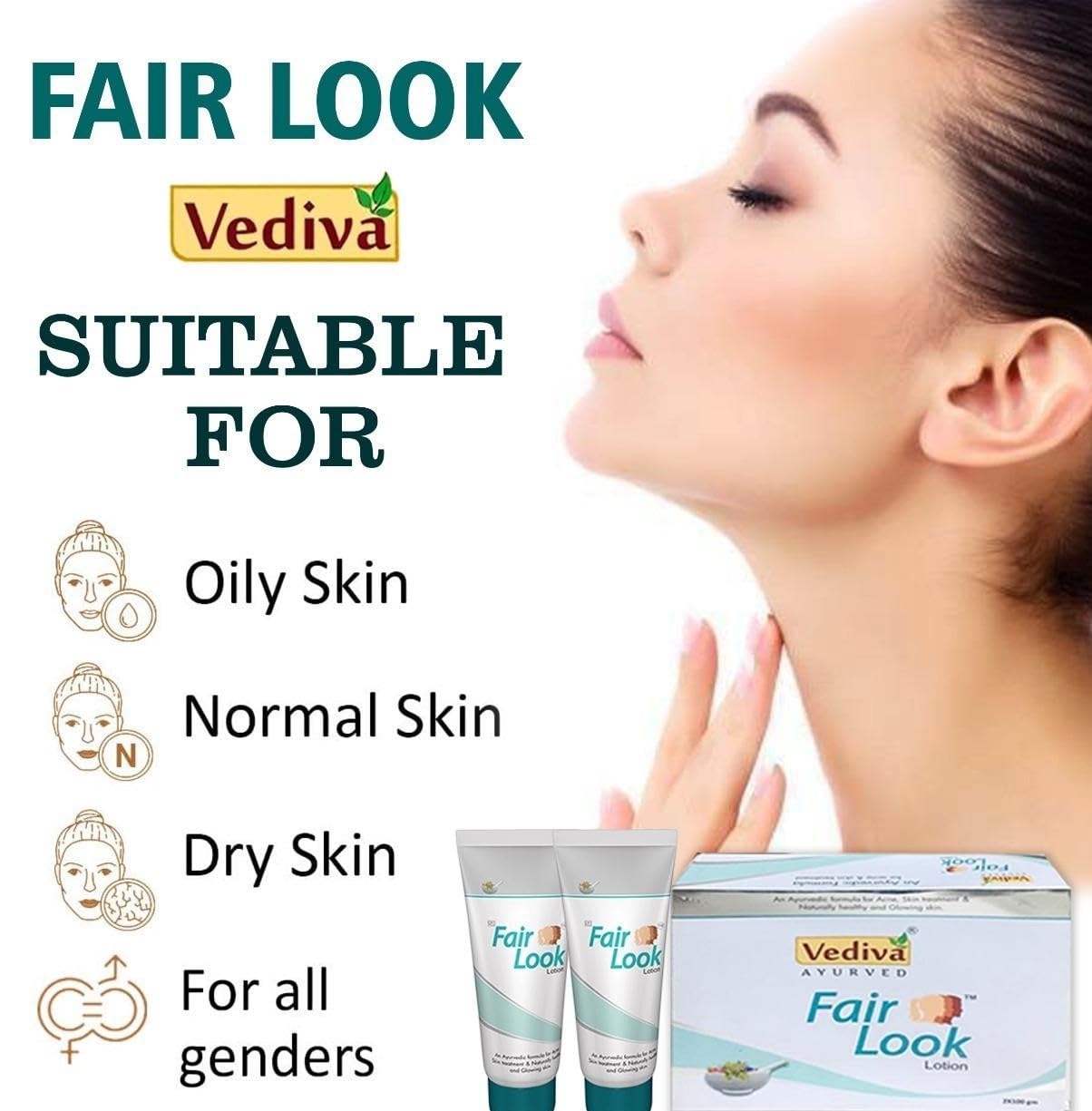 Fair Look Brightening Instant Glow Cream Lightweight and Non-Greasy | Reduces Dark Spots and Protects Ageing | Nourished and Moisturized Skin Cream All Skin Types | Pack of 2, 100g. 