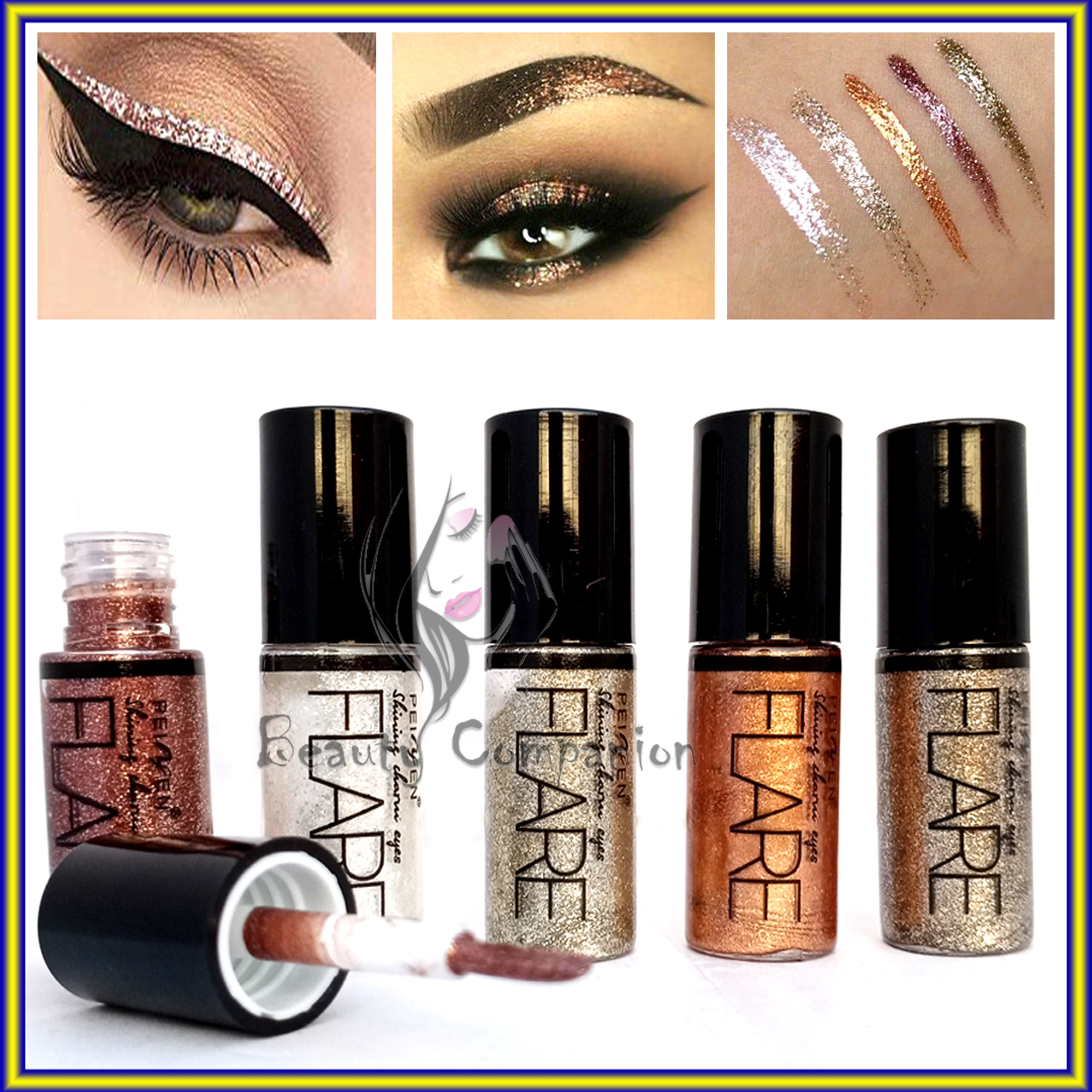 Flare 2 In 1 Glitter Eyeliner & Eyeshadow, Professional Makeup Glitter for Eyes (5 pcs Set) 𝗔𝘂𝘁𝗵𝗲𝗻𝘁𝗶𝗰