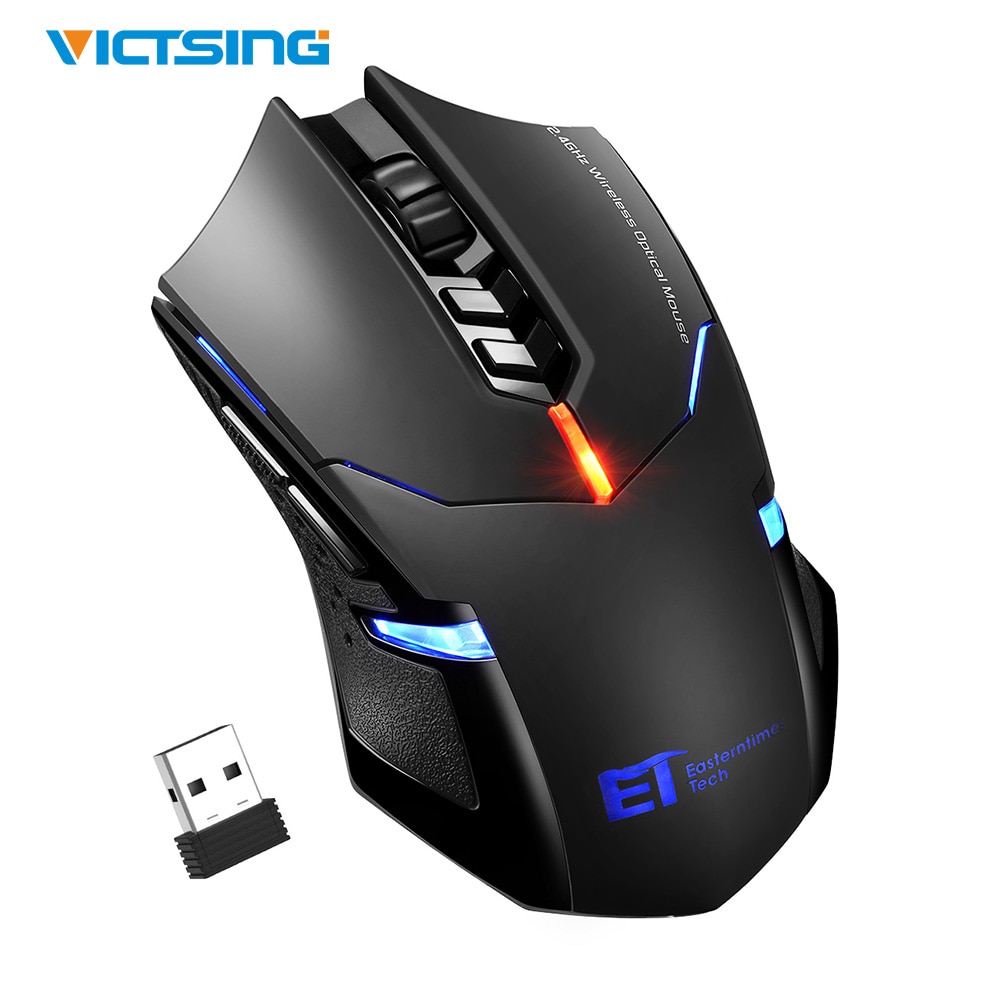 Victsing 2.4Ghz Wireless Gaming Mouse Optical Game Mouse 2400 DPI Breathing Backlit Silent Ergonomic 7 Buttons For PC Computer. 