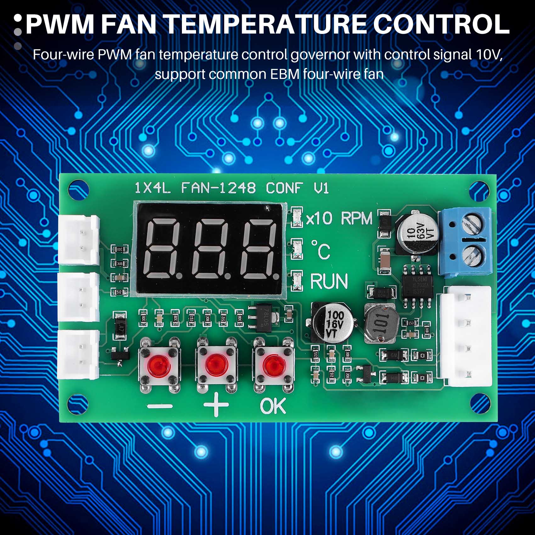 DC 12V 24V 48V 5A 2 3 4 Wire PWM Motor Fan Speed Temperature Control. 