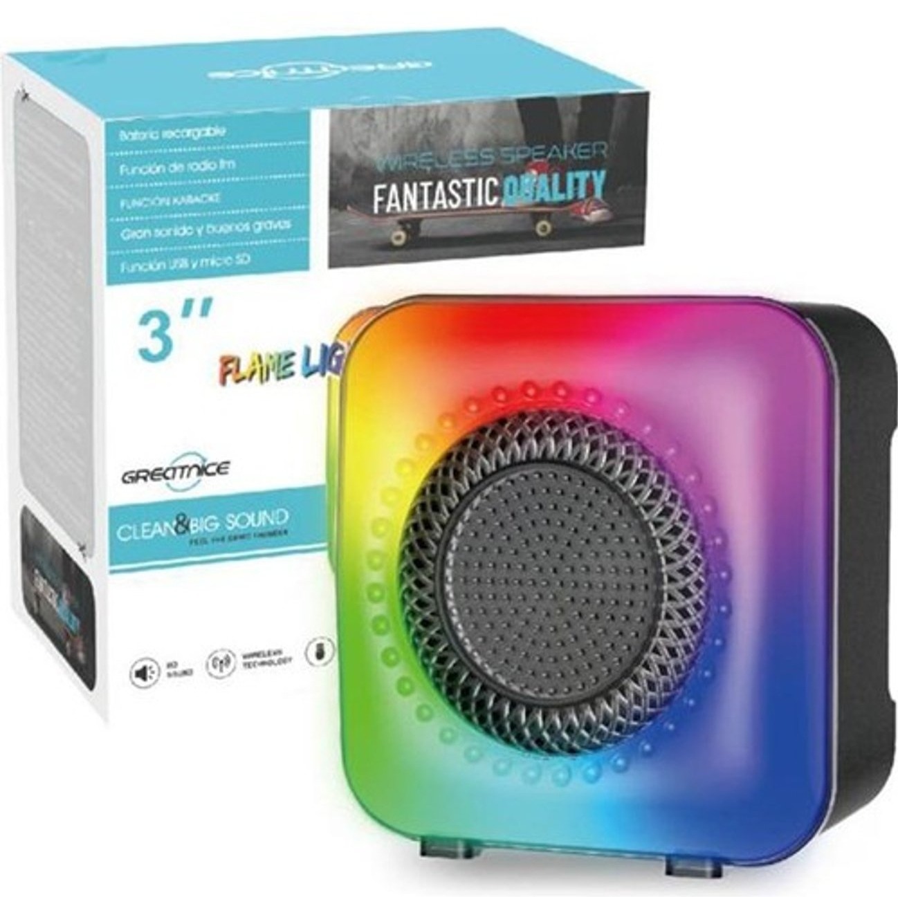 GREATNICE GTS-1373 Bluetooth/USB/TF Card & FM Radio Supported RGB Lightning Speaker. 