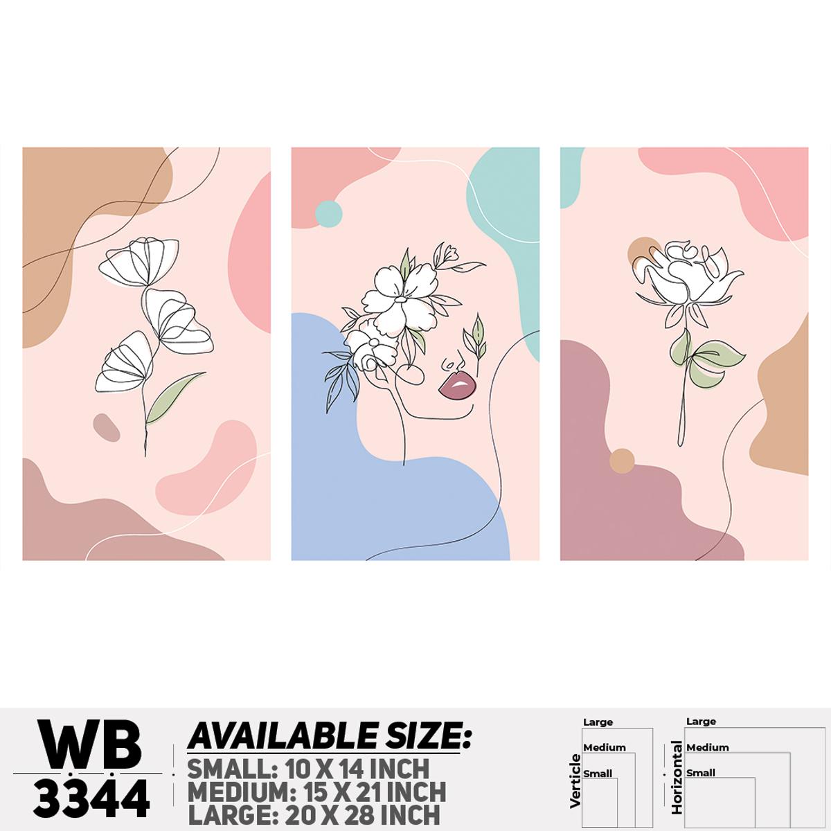 Flower Design (Set of 3) Wall Canvas For Home Decoration Wall Canvas Painting Canvas Art - WB3344 - Zoom Decor - Minimalistic Sophistication. 