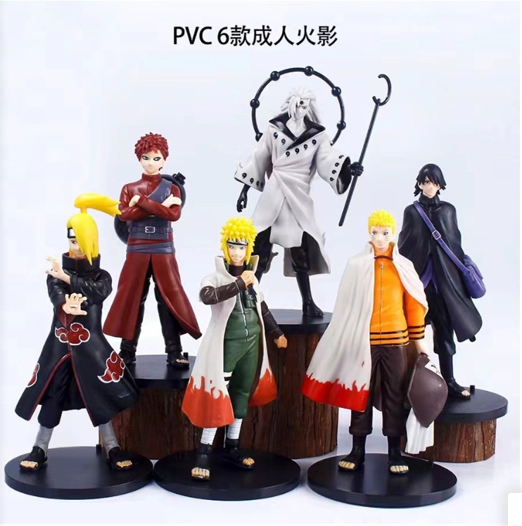 Naruto figure full set model doll Q version seated Naruto Sasuke Kakashi ornament blind box. 