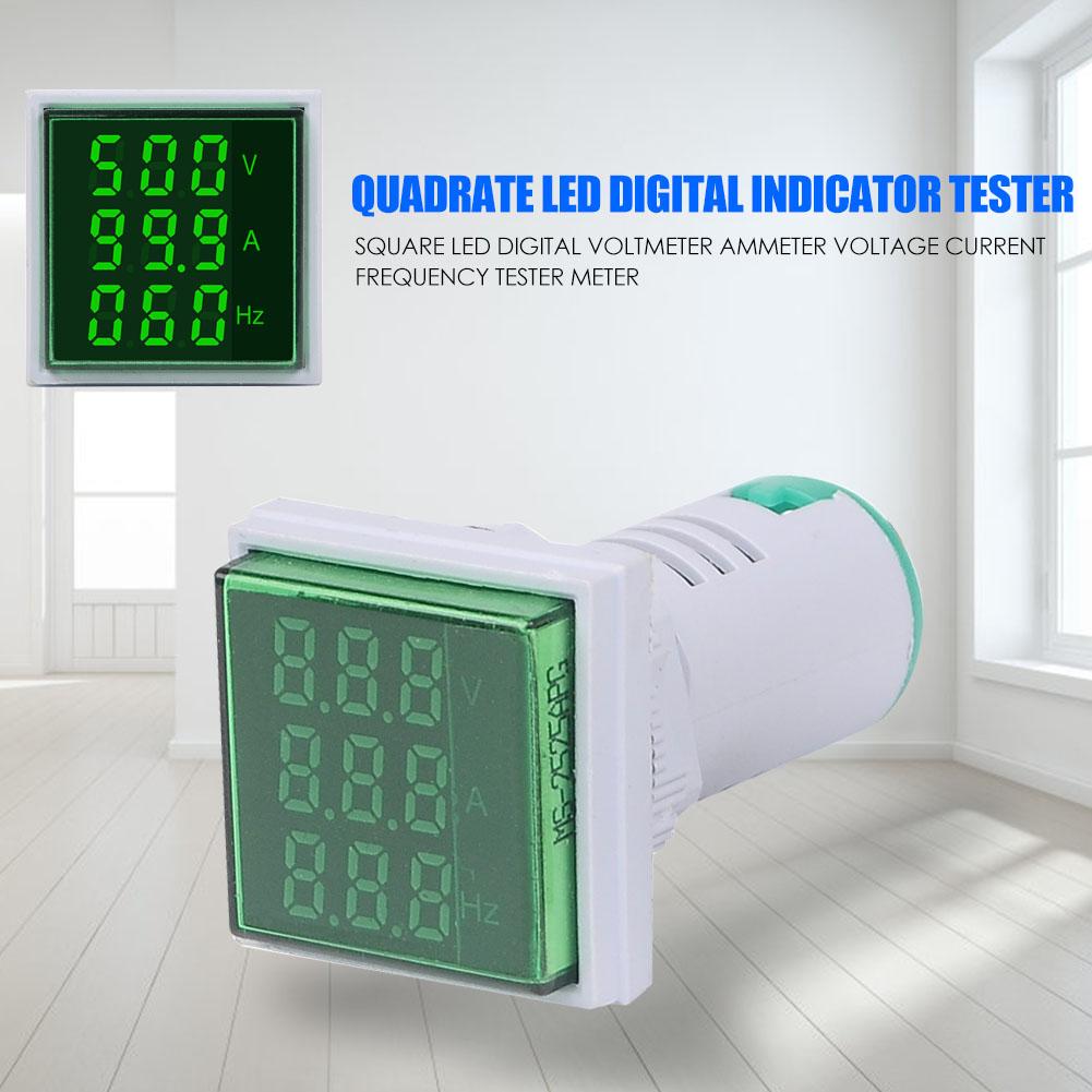3 In 1 VOLT AMP Hz Meter Panel Mount 22mm Square Panel 3 in 1 AC 60-500V 0-100A 20-75Hz LED Digital Display Voltage Volt Current Ampere Amp Frequency Hertz Hz Meter Indicator Tools Adapters. 