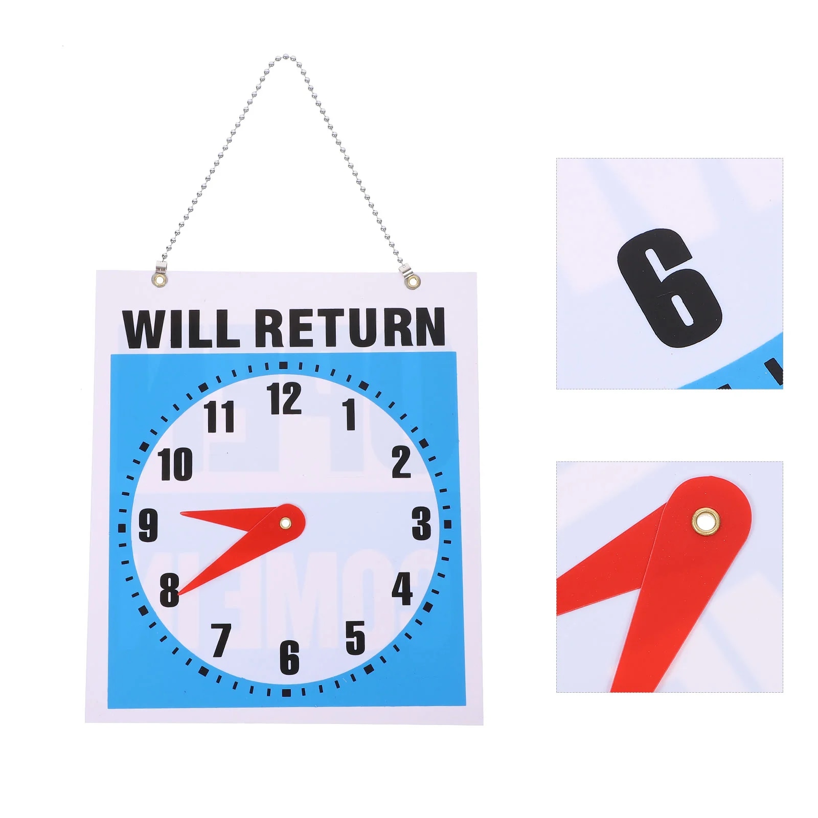 Sign Open For Signs Business Door Will Hours Return Closed Office Close Clock And Operation Glass Lunch Out Hanging Window Shops. 