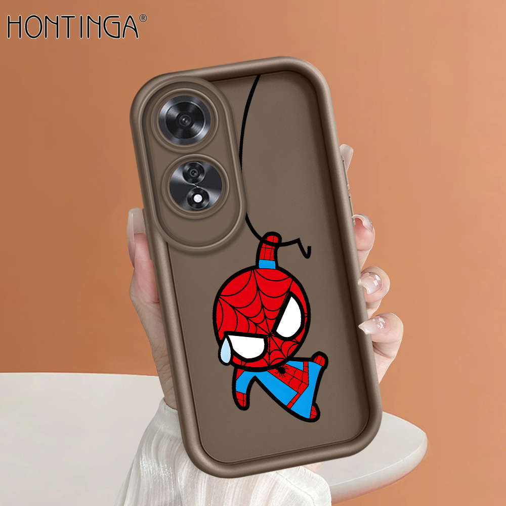 Hontinga for OPPO A60 Back Cover Cute Spider-Man Pattern Ladder Soft Camera Protection Rubber Phone Case