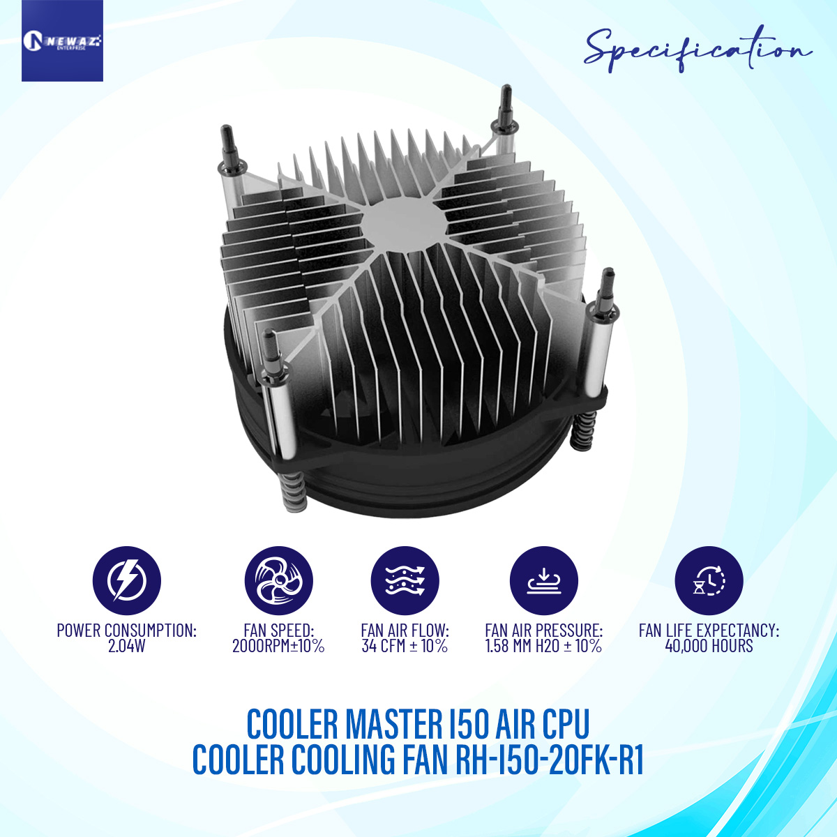 Cooler Master i50 Air CPU Cooler cooling fan
RH-I50-20FK-R1 Sockets: Intel LGA 1156/1155/1151/1150 socket. 