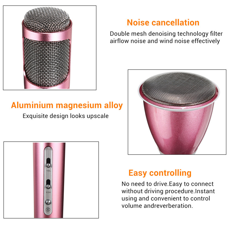 K068 Mini Handheld Wireless bluetooth Microphone With Mic Speaker Condenser Mini Karaoke Player KTV Singing Record Christmas Gifts. 