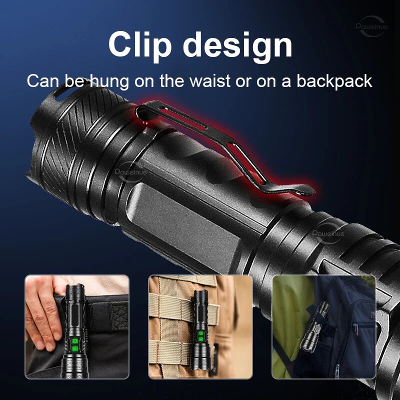 200000lm Powerful LED Flashlight Super Bright 80W Torch Type-c Rechargeable Flash Light High Power Camping Lamp Tactical Lantern. 