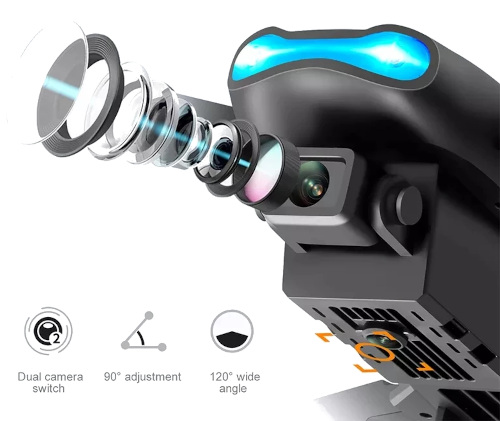 E99 Pro Brushed Motor Dual Camera with 2.4Ghz Dual Battery Folding Camera Drone-(WIFI  With Sensor Protect). 