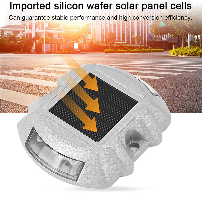Reusable Solar Road, 2Pcs 6 LED Stud Lights Ground Garden Lawn Path Lights Deck Dock White ning Lights