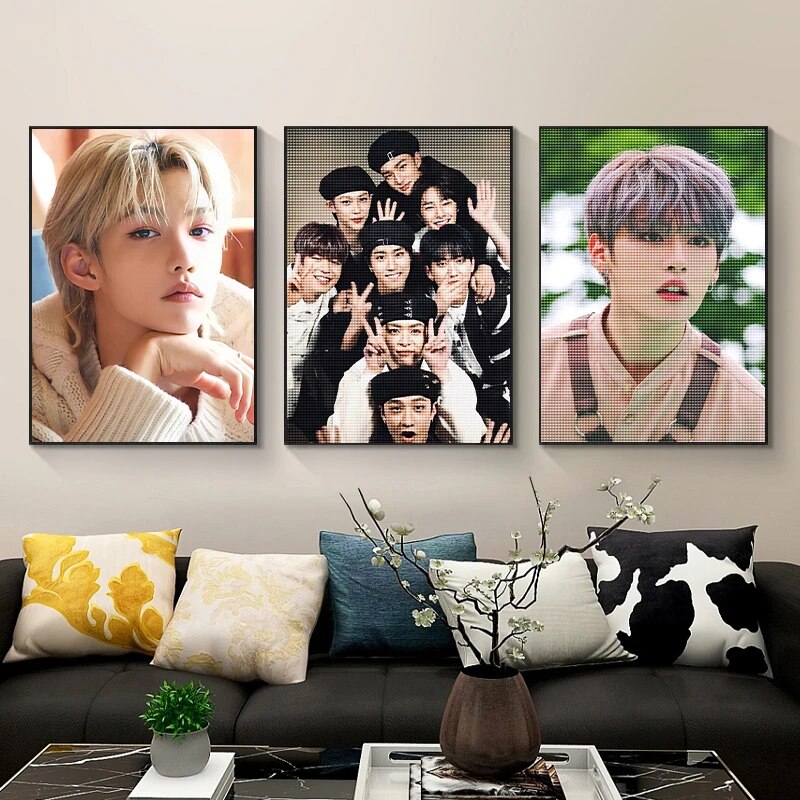 5D Diamond Painting Portrait Kpop Korean Star Craft Gifts Rhinestones Stray Kids Cross Stitch Embroidery Kits Home Decor. 