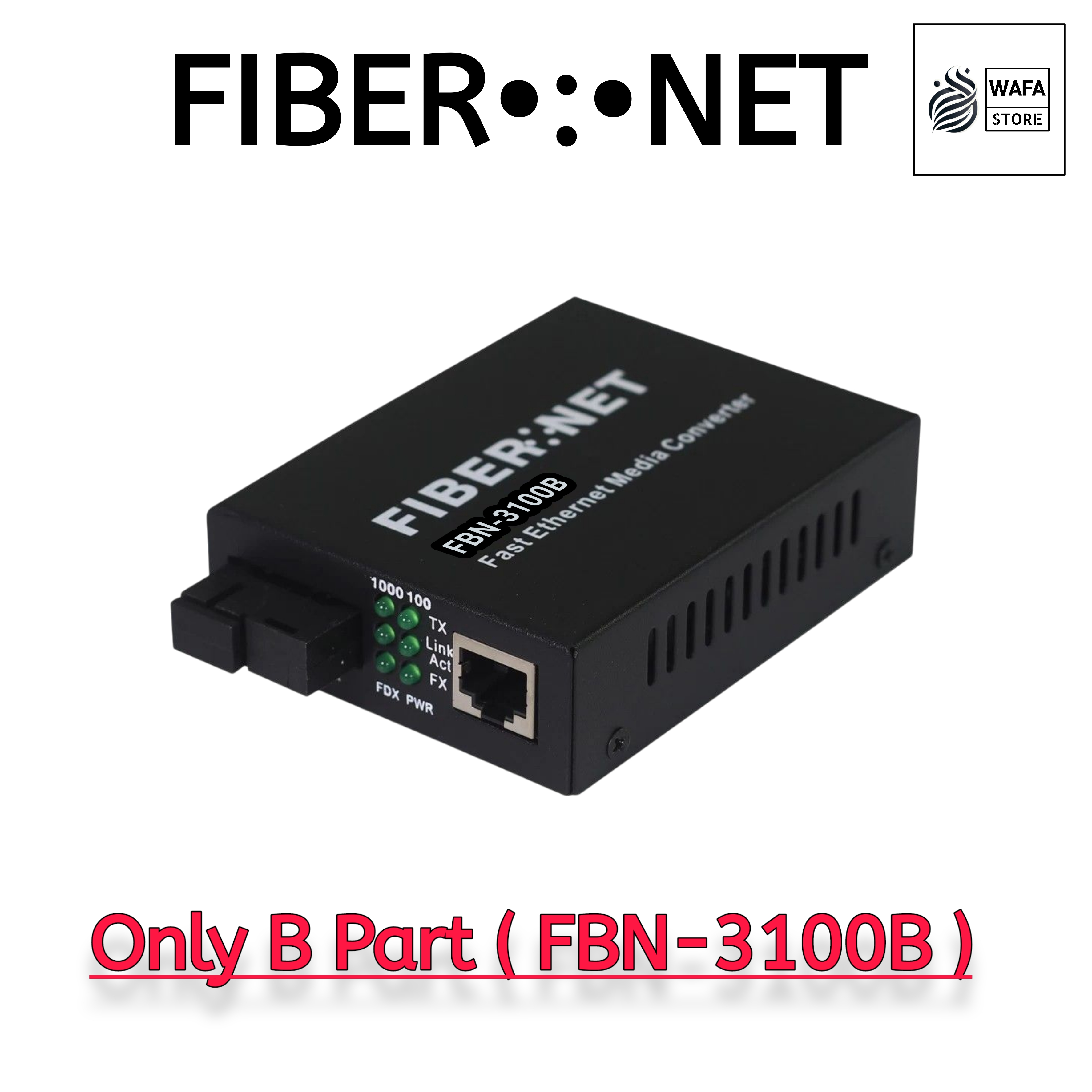 FiberNet FBN-3100B 10/100Mbps Ethernet Media Converter | 20km Transmission Distance | Single Mode SC Port