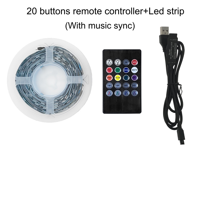 USB 5V LED Strip Lights RGB Music Sync Flexible Tape IR Remote Control Ribbon For Holiday Room TV PC Monitor Backlight Decor. 