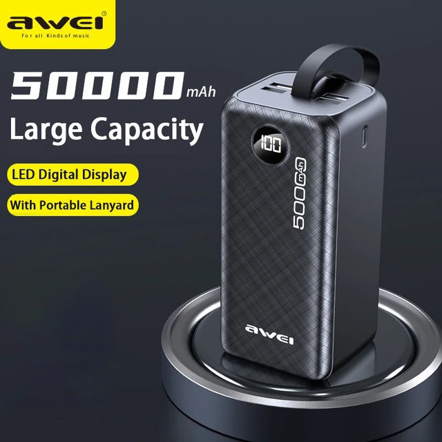 AWEI P36K 50000mAh High Capacity 2.1A Four Output & Two Input Ports Power Bank With LED Display