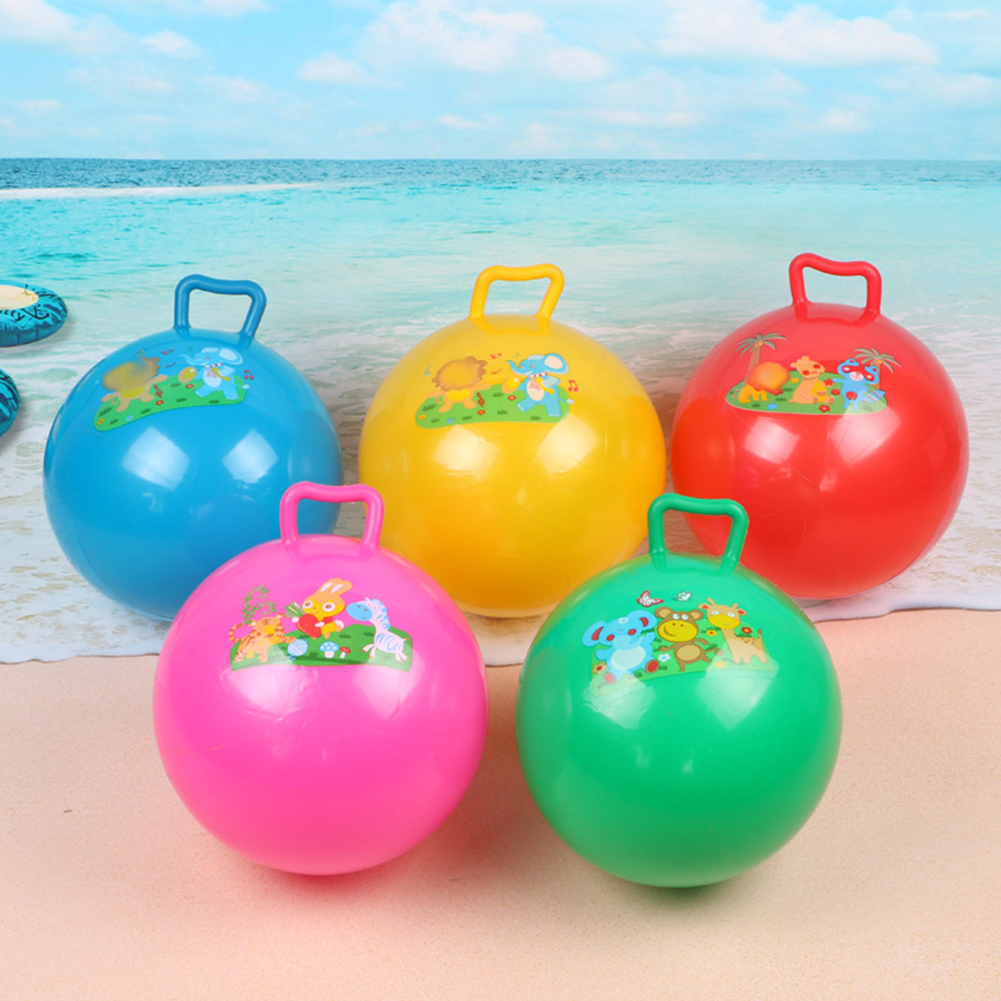Yfashion Handle Hopper Ball with Cartoon Pattern Bouncing Inflatable oy for Kids Diameter:20cm handle ball. 