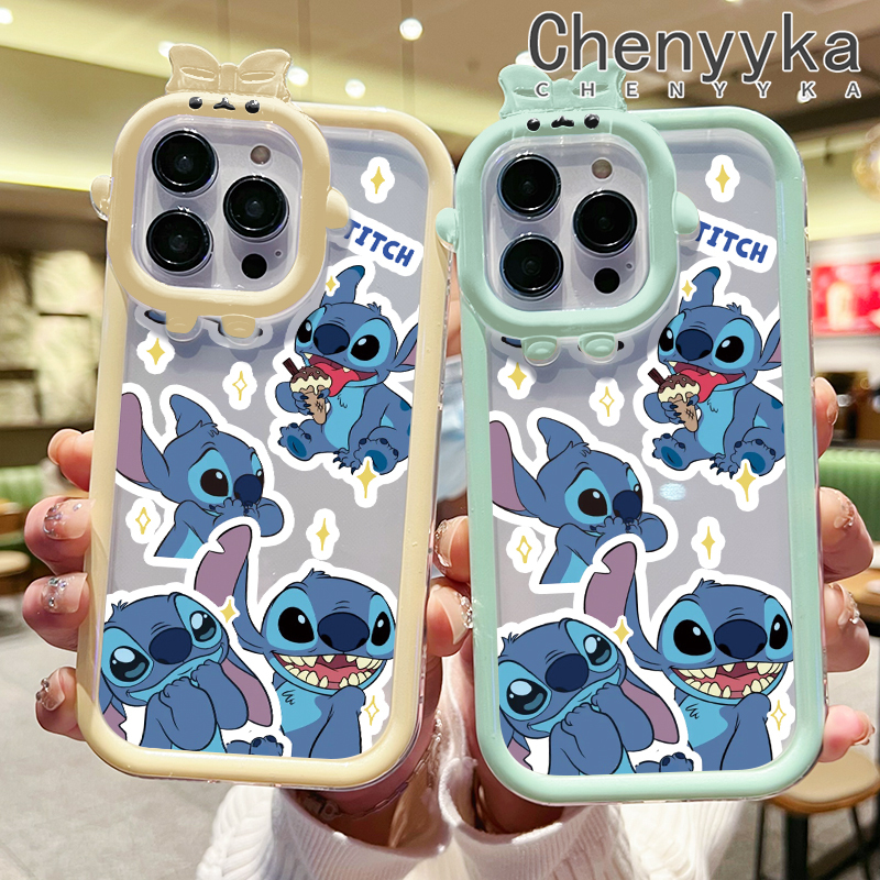 Chenyyka For Realme C2 C2S OPPO A1K Case Cartoon Cute Stitch Shockproof Clear Phone Cases Lovely Little Monster Camera Lens Protective Cover Soft Silicone Transparent Shell. 