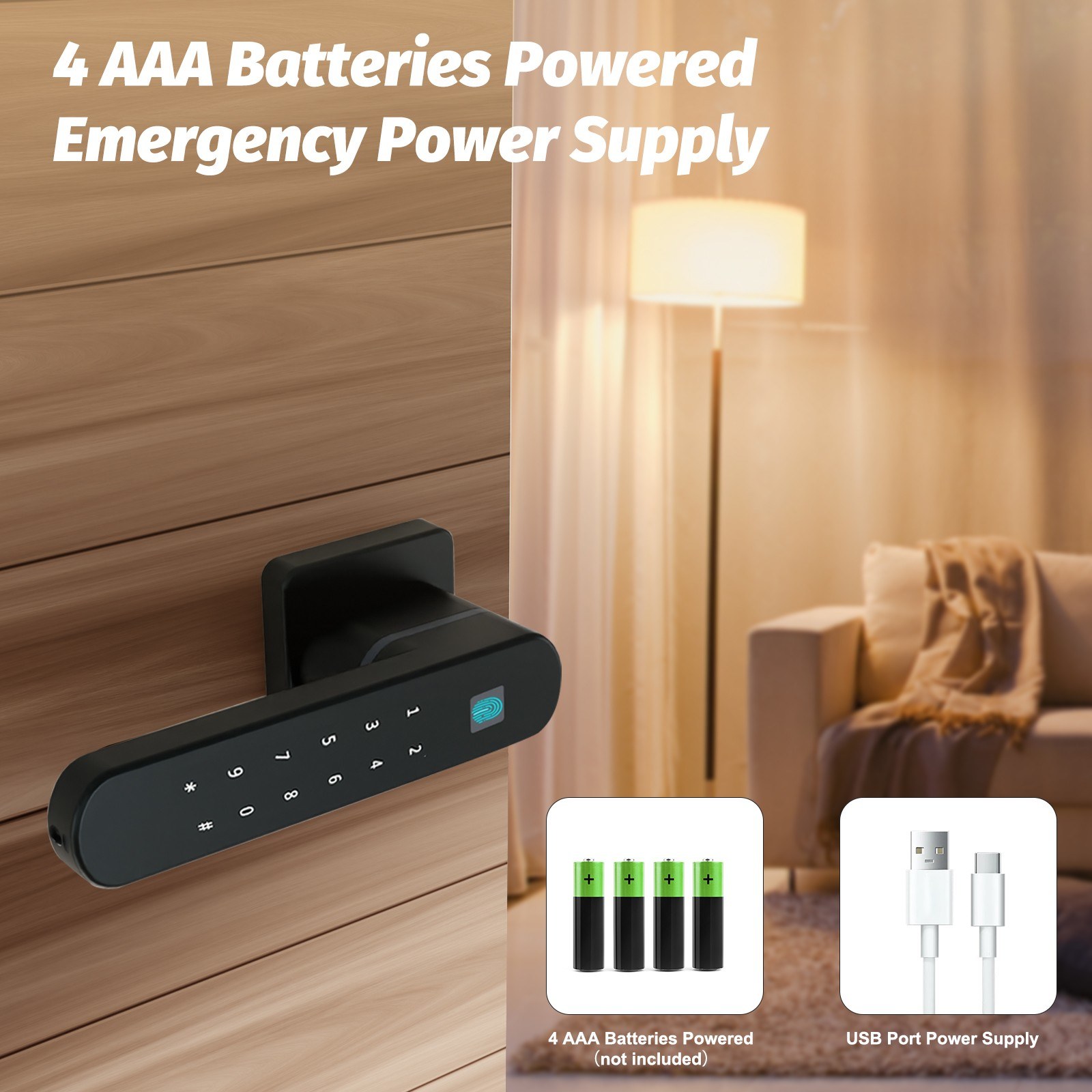 Smart door lock four in one keyless access to Tuya APP control - silver. 
