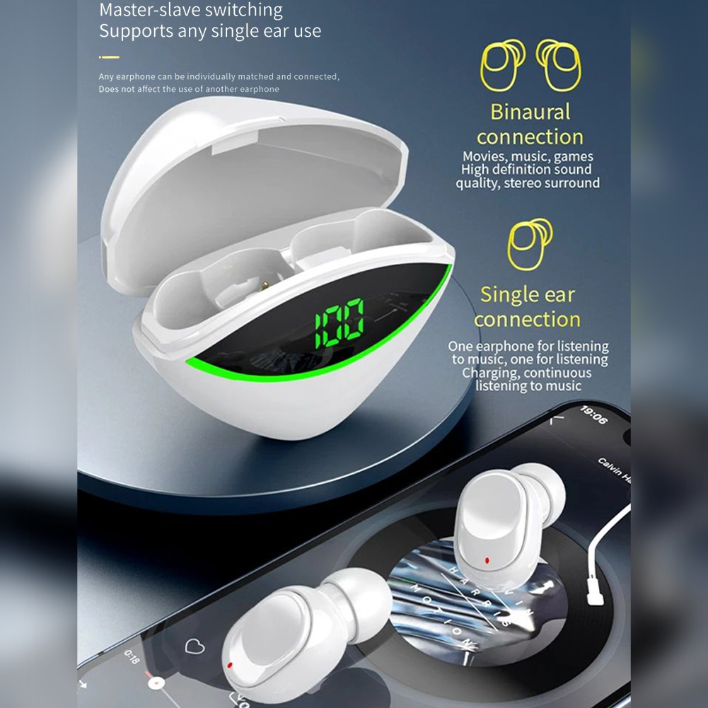 Y-ONE Wireless Earbuds In-Ear Clear Calling Earphones With Power Display Charging Case For Phone Computer Laptop. 
