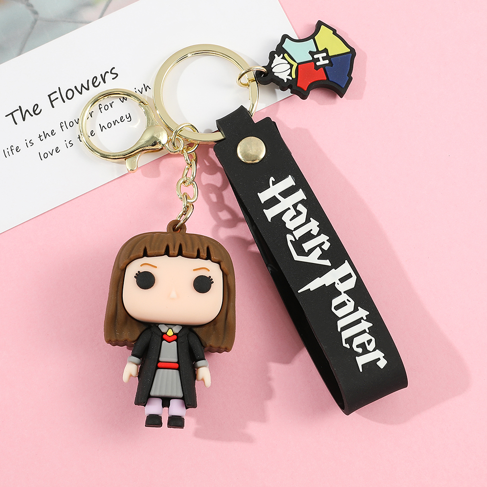 3D Harri Potter PVC Keychain Toy Dobby Hermione Granger Malfoy Ron Weasley Snape Action Figure Toys Party Cosplay PVC Key Ring. 
