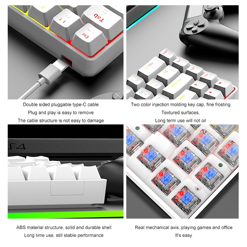 ZIYOU LANG T8 68 Keys RGB Luminous Gaming Mechanical Keyboard, Cable Length:1.6m. 