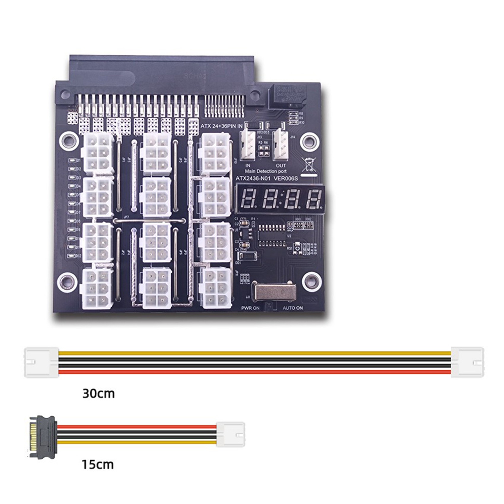 2X Mining Breakout Board 12Port 6Pin Power Supply Module Board with LED 4Pin Cable PSU Server 750W 1100W 1600W. 