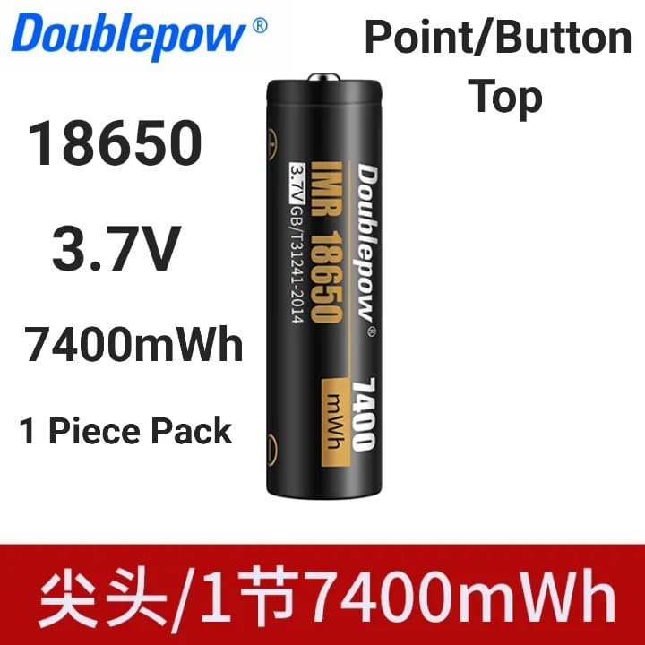 Doublepow 18650 3.7V 7400mWh Lithium ion Rechargeable Li-ion Battery (Point  Top) - 1 Piece. 