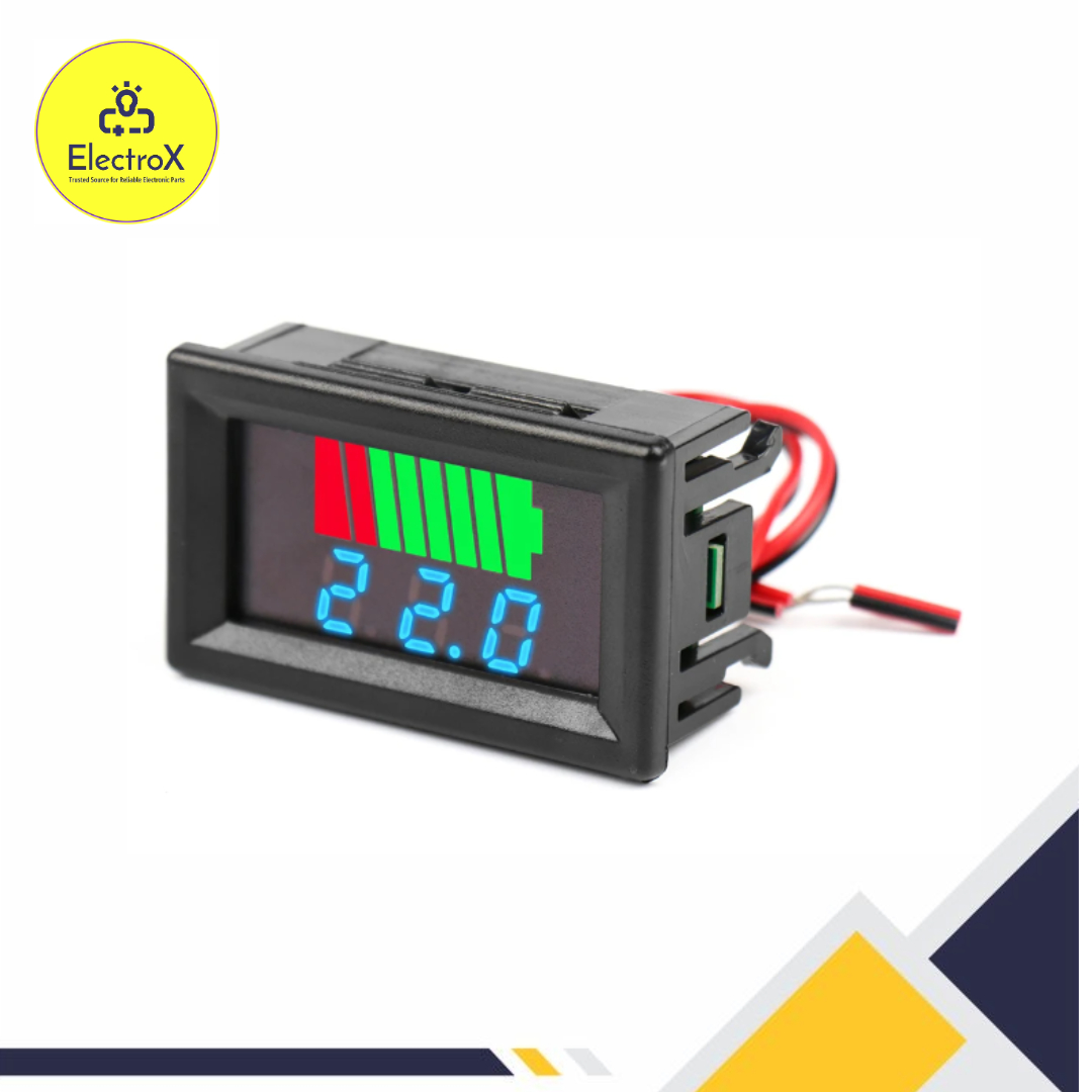 12V Battery Capacity & Charging Level Indicator With Voltmeter Module