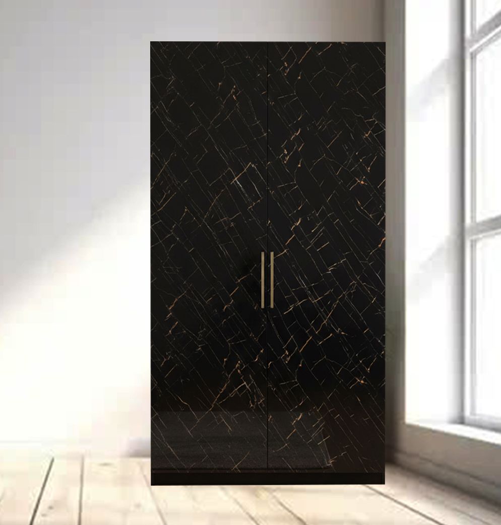 Nice Furniture Craft Canvas 2 Door Almirah, Rich Home Wardrobe for Bedroom, Multiple 5 Shelves to Organise your Clothes, Lockable Door Almirah 72/24