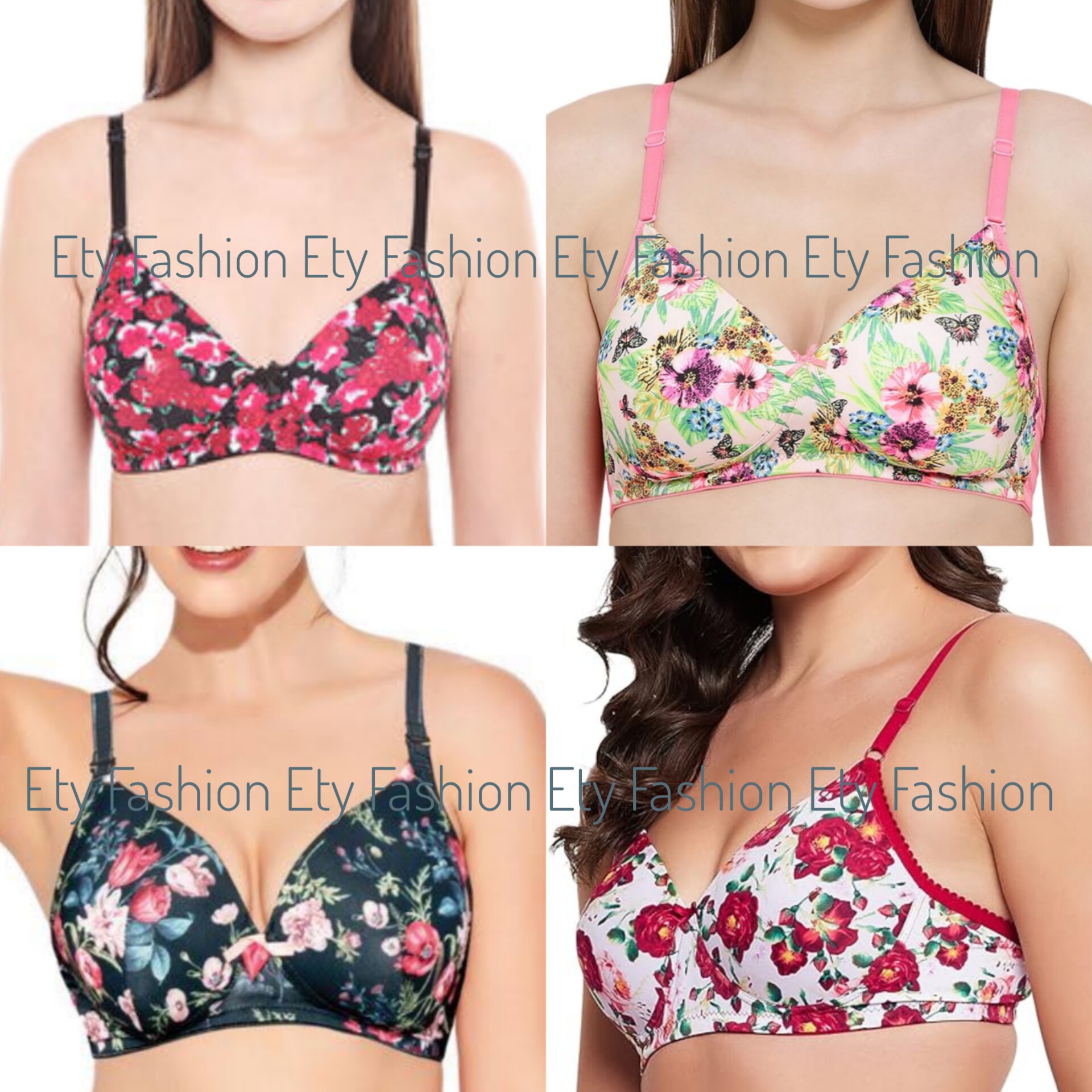 4 pieces printed stretchable bra for girls and women