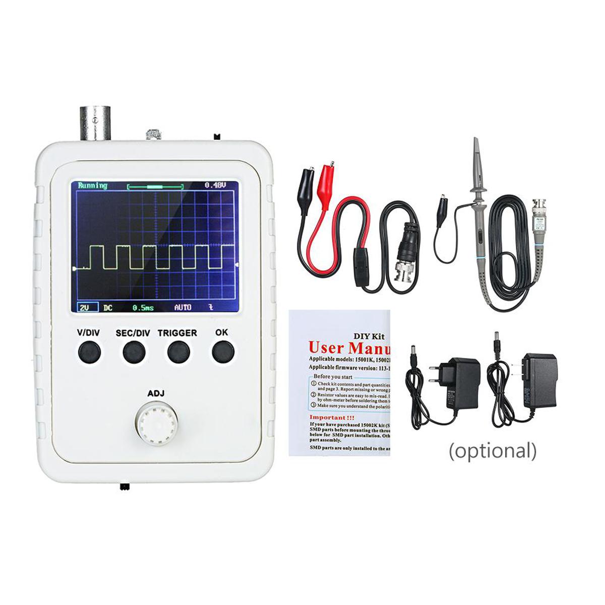 KOGEEK 2.4" TFT Digital Oscilloscope Kit with Power Adapter and BNC-Clip Cable Probe DS0150 (Assembled Finished Machine)
