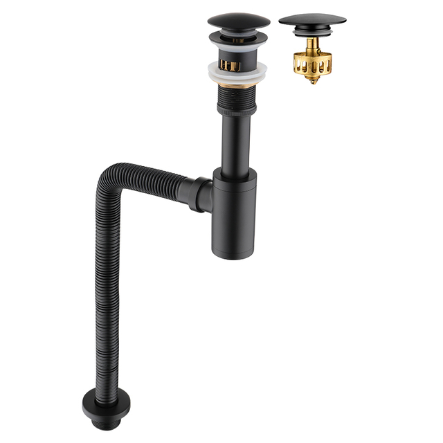 Siphon Basin Bottle Plumbing Matte Black/Chrome Pop Up Filter Fixture Stopper Set Washbasin Siphon Hose Accessory Renovation. 