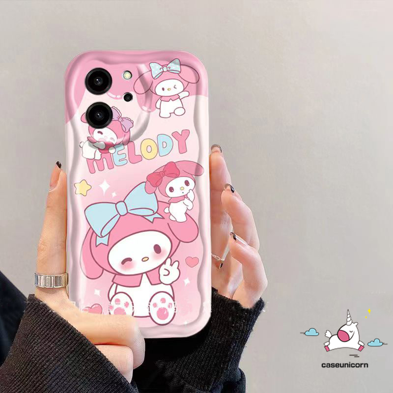 Melody Hello Kitty Phone Case Compatible For Vivo Y17s Y36 Y16 Y33 V27 Y91C Y20 Y35 Y12i Y20s Y51 Y22s V25 Y17 Y27 Y12 Y11 Y95 Y15 Y91 Y30 Y21 Y12s Y15s Y02 V25E Y21s Y50 3D Wavy Curved Edge Soft Tpu Case. 