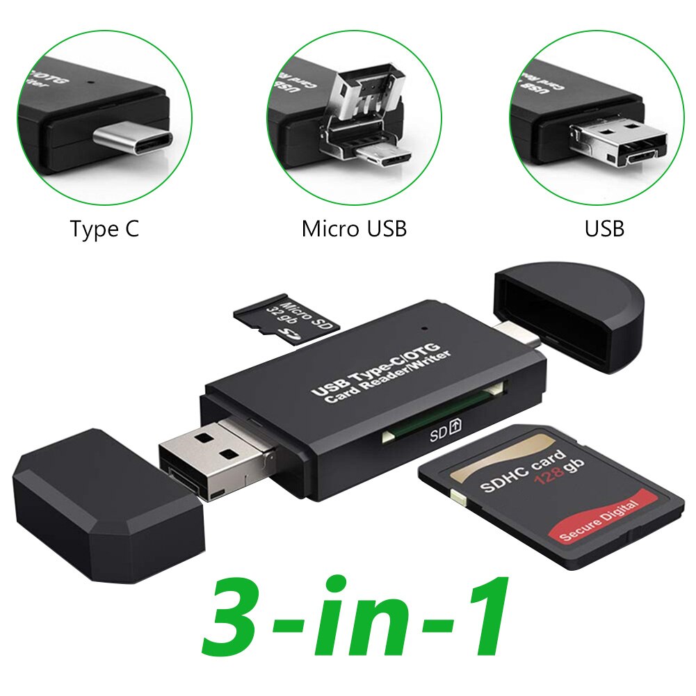 【VisioN Shop】OTG 3 in 1 SD TF Flash Drive Card High Speed Memeory 3.0 for Samsung Huawei Adapter Type C Micro USB Reader. 