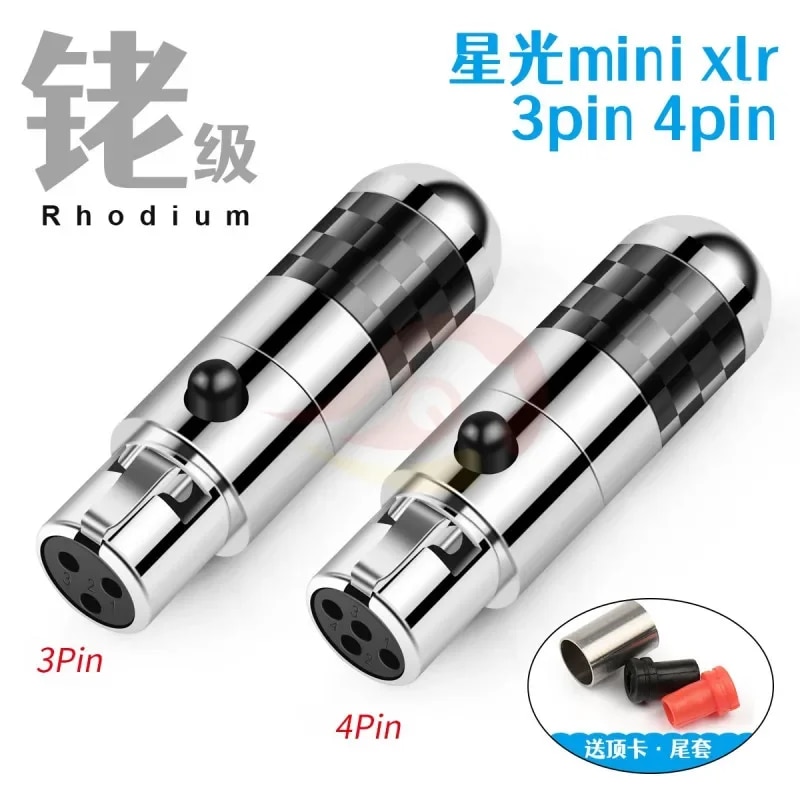 Mini XLR Female Connectors 3pin 4pin Rhodium Plated Audio Plug Headphone Adapter Speaker HIFI Mic Jack XLR Balance Cable DT1770. 