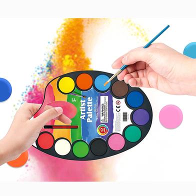Water Color Cakes Artist Palette Artist's Series with Brush