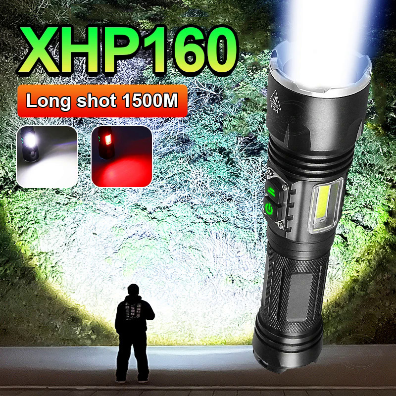 20000 lumens xhp160 led super bright LED flashlight Q5 zooming torch tactical flash light waterproof lantern camping hand lamp