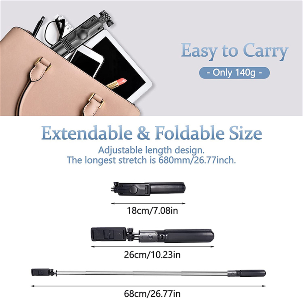 S03 Selfie Stick Mini Tripod 68cm Extended Handheld Slefie Sticks Stand Monopod With Remote Shutter For Travel Video Vlog. 